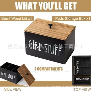 Solid Wood Storage Box With Lid Rectangular Bathroom Organizer For Feminine Hygiene Products Desktop Decorative Box - Product Image 5