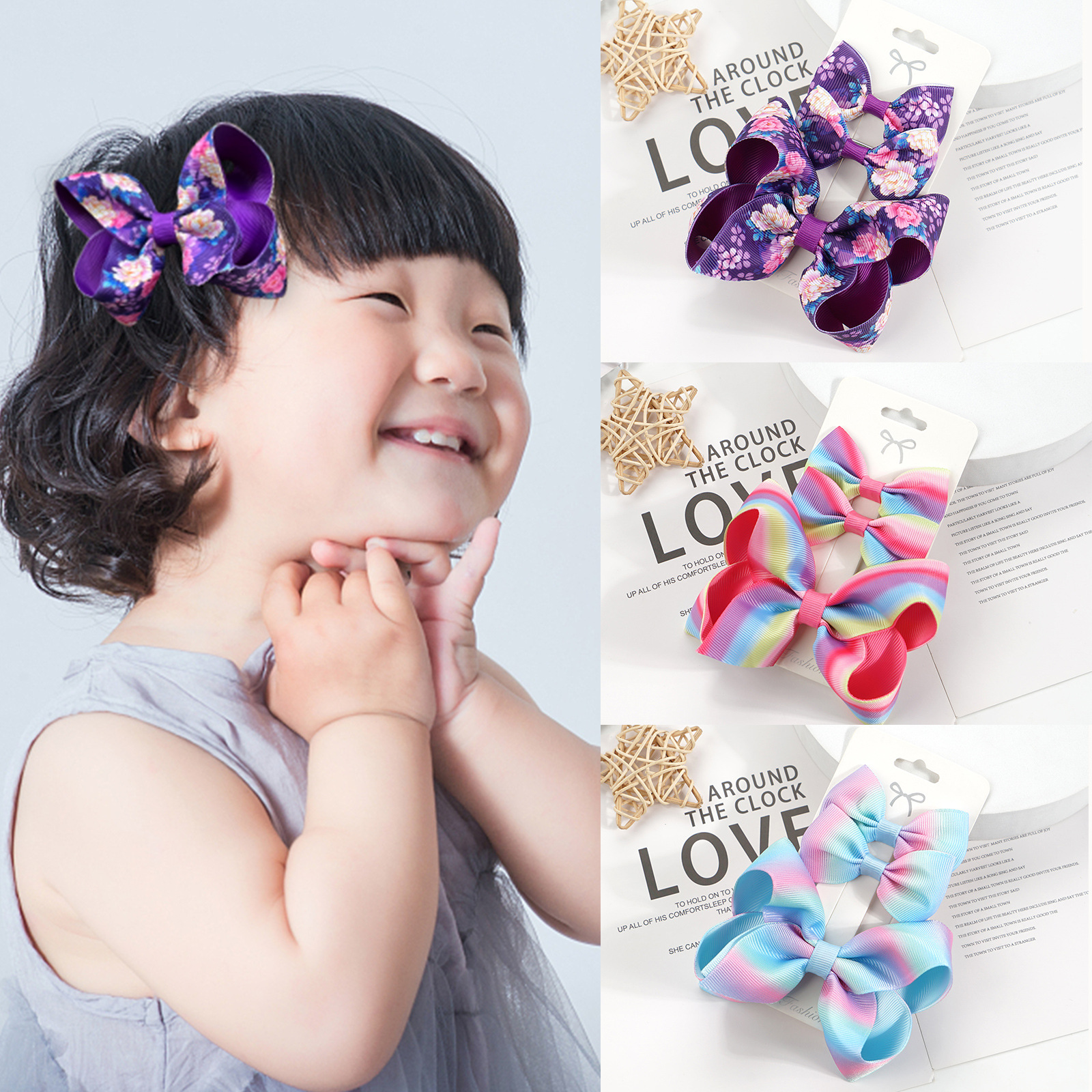 3pcs/set 4 Inch Ribbon Hair Bows - Cute Hair Accessories