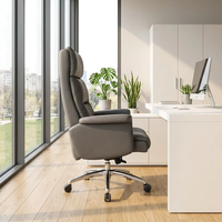 Chaise de bureau en cuir Nappa gris foncé texturé, détails cousus à la main exquis et soutien ergonomique