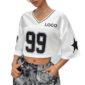 Best Design Unisex Cropped Oversize American Football Jersey Customized Color 100% <b>Polyester</b> Quick Dry Sublimation Printing - Product Image 6