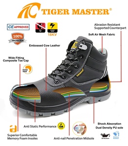 <span class=keywords><strong>Scarpe</strong></span> di Sicurezza Isolate Elettricamente per Uomo, Certificate CE ASTM, in Pelle Antiscivolo, Antiperforazione, con Punta in Fibra di Vetro, Isolamento 18kv, OEM - Product Image 6