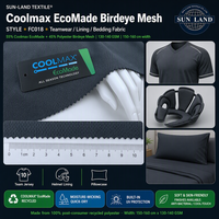 Tissu écologique 55% Coolmax recyclé 45% Coolpass Séchage rapide Ajustement parfait Anti-UV Maille en maille nid d'abeille en poly
