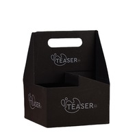 Porte-gobelets en papier kraft pour café, lait et thé à emporter ; plateau épaissi pour 6 gobelets ; impression de logo personnalisée avec finition brillante