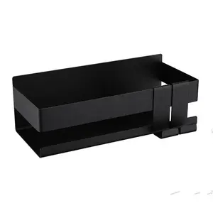 Aço inoxidável Preto Wall-Mounted Canto Caddy Chuveiro Organizador Single-Tier Banheiro Acessórios De Armazenamento Pendurado