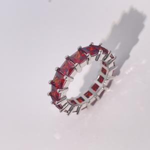 Tianyu Gems Chic <b>Copper</b> Plated Red Zircon Eternity <b>Band</b> Ring Women's Fashion Statement Jewelry - Product Image 3