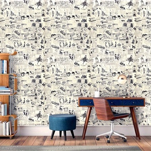 Retro British giornale modello carta da parati 3d nero bianco autoadesivo decorazione della parete <span class=keywords><strong>per</strong></span> soggiorno e sfondo TV - Product Image 5