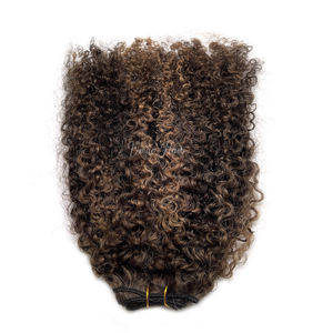 Afro Exotic Coily Raw Birmese Grosor End Kinky Curly Balayage Kinky Afro Curls Weft Weave Wave Jerry Curly Human Hair Bundle - Product Image 2
