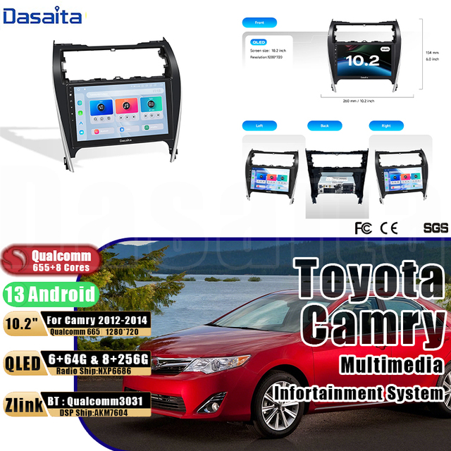 Dasaita 10 Inch Touchscreen Car Navigation Infortainment System for 2014-2016 7th Gen Toyota Camry Android Car Stereo Head Unit