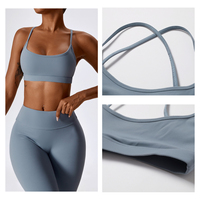 Ensembles de sport pour femmes : Tenues de fitness respirantes à compression, taille élastique unie, vêtements de sport, tenues d'entraînement, ensembles de yoga