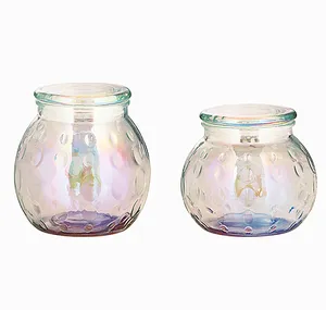 Wholesale custom logo colorful Bubble glass biscuit candy canister storage jar food container with glass lid for home decor