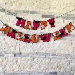 Guirnalda de Fieltro de Halloween con Murciélagos, Fantasmas y Calaveras para Fiestas de Terror, Decoración de Chimeneas y Hogar - Product Image 1