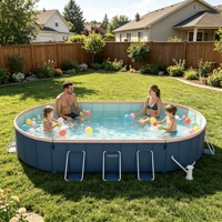 Piscine Pliable Extérieure en PVC Épaissi Anti-Expansion, Résistante à l'Usure, Grande Taille, avec Grand Support, Idéale pour Fêtes à Domicile et Villas
