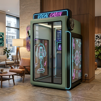 Cabine de karaoké modulaire portable JFP OEM pour 2 à 4 joueurs, cabine de chant commerciale insonorisée à monnayeur pour centre commercial