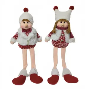 Festive Gifts Wholesale Xmas Noel Crafts Soft Long Leg Toy Home Decor Christmas Gift Plush Sitting Boy Girl Doll