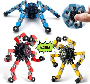 PTトレンド製品Diy変形可能なチェーンロボット面白い感覚そわそわおもちゃロボットスパイダー変形可能な指先スピナー