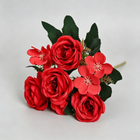 Bouquet de fleurs artificielles en tissu de soie, roses artificielles, OEM ODM, pour mariage, événement, arrangement floral, décoration de la maison