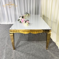Vente en gros de table à manger en acier inoxydable avec plateau en verre table et chaises de mariage modernes pour mobilier événementiel