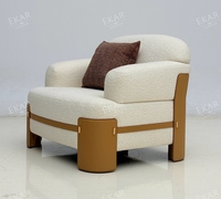 Fauteuil simple moderne de luxe léger en tissu bouclé pour salon, chambre et salle de séjour, chaise d'appoint confortable et élégante