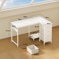 Bureau d'angle peu encombrant en forme de L avec 4 tiroirs, 100x70cm, table d'ordinateur noire, design réversible, bureau d'angle polyvalent