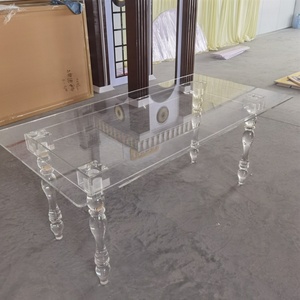 Venta al por mayor de alta calidad de ensueño Mesa transparente de cristal desmontado evento boda comedor mesas de hotel - Product Image 2