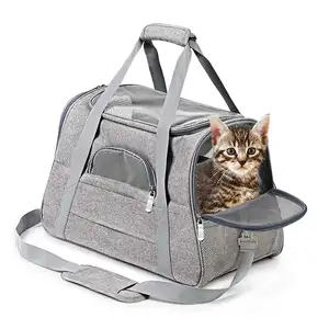 शीतल पालतू वाहक पोर्टेबल सांस Foldable बैग बिल्ली कुत्ते वाहक बैग निवर्तमान यात्रा पालतू जानवर हैंडबैग ताला लगा के साथ सुरक्षा Zippers
