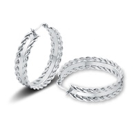 Nouveauté 2021 Boucles d'oreilles créoles grandes en acier inoxydable plaqué or avec chaîne torsadée