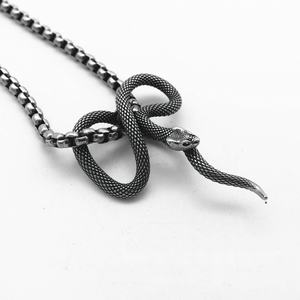 Punk Hip-Hop Style Ferocious Venomous Snake Pendant, Trendy <b>Titanium</b> Steel Retro Venomous Snake Necklace Pendant Men's Jewelry - Product Image 5