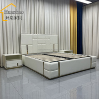 Nouveau Design Italien Lit King Size Confortable en Cuir, Cadre en Bois, Meuble de Chambre à Coucher pas Cher en Grande Vente
