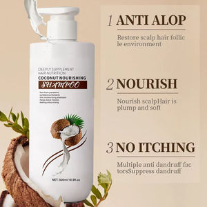 Shampooing nourrissant et hydratant à l'huile de noix de coco bio pour le cuir chevelu, aux acides aminés et antipelliculaires, ensemble après-shampooing et traitement des cheveux - Product Image 5