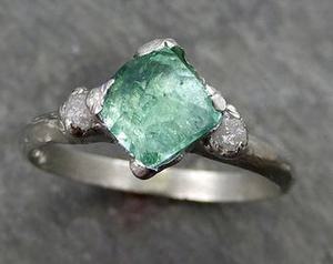 Anello di Aerolite verde naturale anello di fidanzamento con Aerolite in argento Sterling 925 verde scuro - Product Image 5