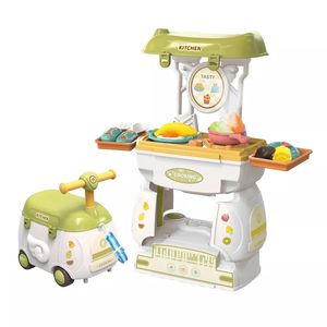 Lucky Toys 2 en 1 dessin animé voiture bricolage cuisine cuisine enfants jouets jouer maison pulvérisation cuisine Table cuisine jouets ensemble semblant jouer ensemble - Product Image 1