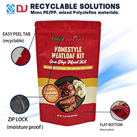 Sachet Doypack à fond plat imprimé en héliogravure personnalisé et recyclable avec fermeture éclair pour kits repas, cuisine maison, aliments pour animaux et sucre