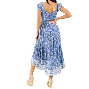 Vestido Midi Estampado Floral Estilo Boho, Vestido Casual de Verano para Mujer con Mangas Cortas y Dobladillo Asimétrico - Product Image 3