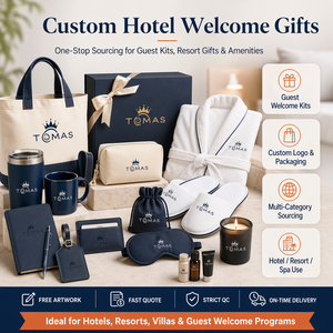 Hotel Resort Guest Welcome Amenity Gift Set Custom Logo Robe Slippers Toiletry Pouch Tote Vip Gifts Items - Product Image 3