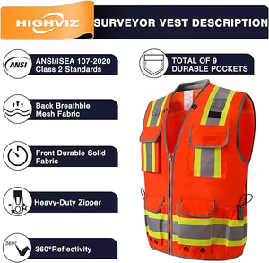<span class=keywords><strong>Hi</strong></span> <span class=keywords><strong>VIS</strong></span> Class 2 vest nhiều túi khả năng <span class=keywords><strong>hi</strong></span>ển thị cao phản quang quần áo an toàn cho nam giới phụ nữ ANSI tiêu chuẩn làm việc xây dựng - Product Image 6