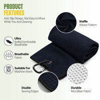 Vente chaude Accessoires De Golf Serviettes De Golf Personnalisables Avec Mousqueton Robuste Clip Microfibre Gaufre Broderie Serviettes De Golf