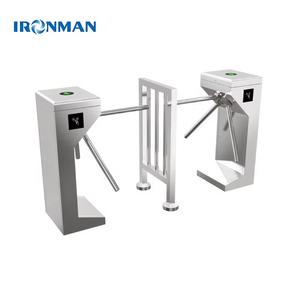 Portillon tournant en acier inoxydable à trois bras, haute sécurité, contrôle d'accès piétonnier, compatible biométrique et cartes RFID - Product Image 3