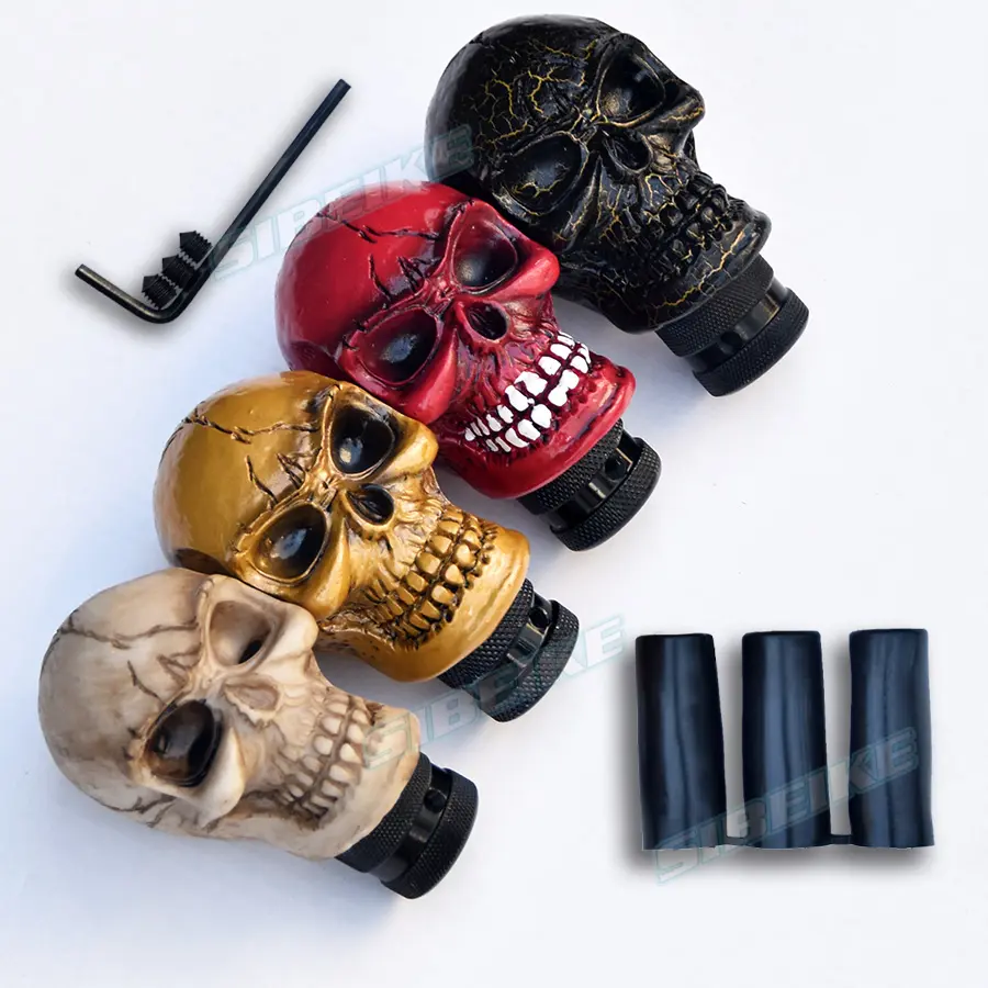Skull Manual Automatic Gear Shift Knobs/ UNIVERSAL JDM Resin Skull Gear Head with Gear Knob Adapter