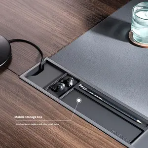 Bureau <span class=keywords><strong>de</strong></span> direction moderne en noyer Pali avec armoire latérale, <span class=keywords><strong>table</strong></span> <span class=keywords><strong>de</strong></span> bureau <span class=keywords><strong>de</strong></span> luxe en forme <span class=keywords><strong>de</strong></span> L pour PDG et président - Product Image 3