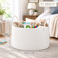 Panier de rangement en corde de coton blanc avec poignées, grand panier rond pour le linge, les jouets, les couvertures, pour la chambre à coucher, le salon, la décoration de la maison