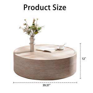 Mesa de Centro Redonda de Madera con Patrón de Marte, Diseño Decorativo Moderno para Sala de Estar, Mueble Móvil para el Hogar - Product Image 5
