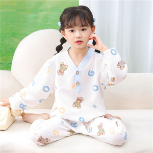 Conjunto de Pijamas de Manga Larga de Algodón con Estampado de Dibujos Animados de 2 Piezas de Alta Calidad para Niños y Niñas, Ropa de Dormir de Verano - Product Image 3