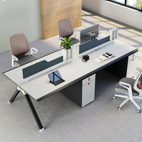Set Scrivania e Sedia da Ufficio Moderno Modulare in Legno per 4/6 Persone, Arredamento Ecologico Bianco per Spazi di Lavoro Aziendali