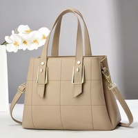 Sac fourre-tout de luxe en PU couleur unie grande capacité avec surpiqûres contrastées, sac à bandoulière fait main pour femme, usage quotidien