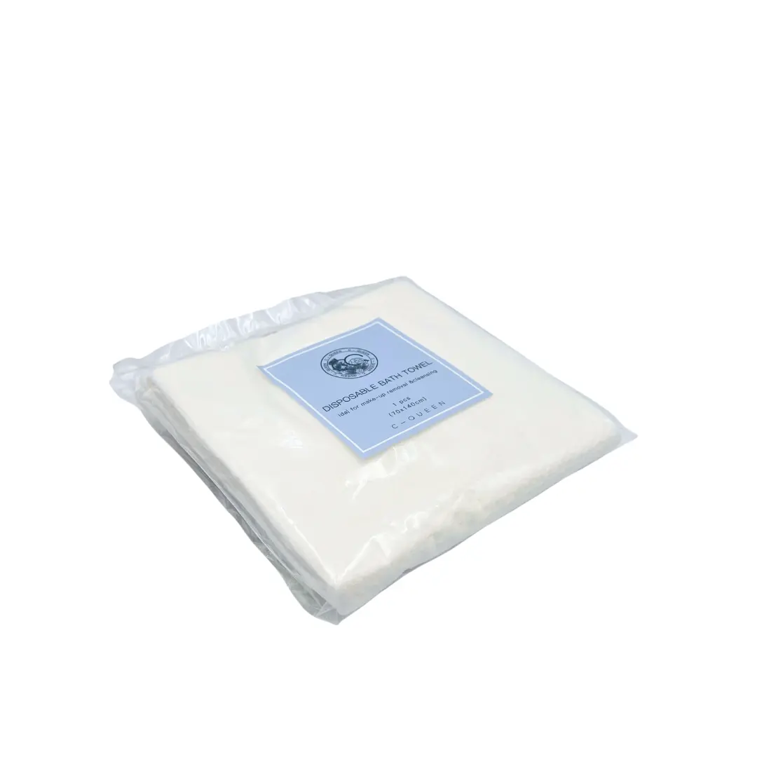 Serviette de douche jetable en coton pour hôtel bébé pas cher enveloppement à la main soins de la peau spunlace serviettes viscose non-tissé salon quotidien corps