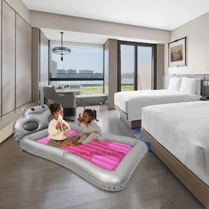 Travel Hotel Hippo Cartoon Style Children Sleeping Air Mat PVC Flocked Blow Up Bed Kids Inflatable Mattress