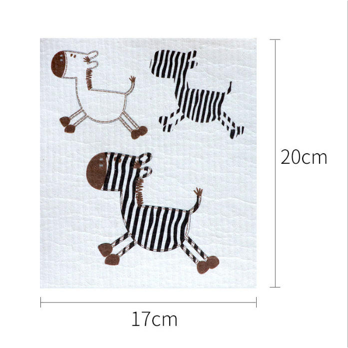 ผ้าเช็ดจานผ้าฝ้ายเยื่อไม้ ลายโพนี่ 17*20 ซม