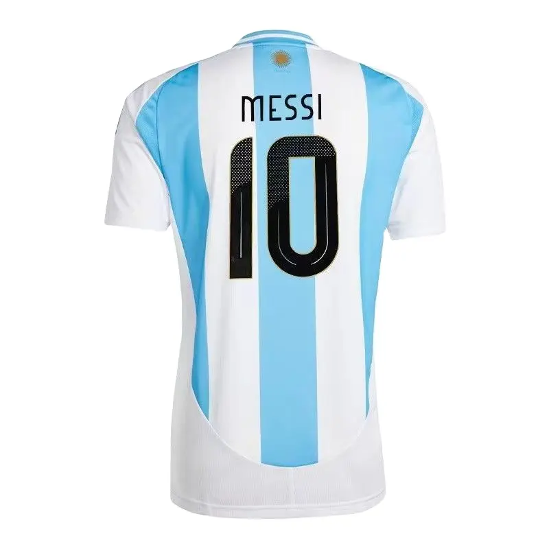 Copa America 2024 grosir Jersey rumah Argentina #9 Alvarez #10 Messi Jersey sepak bola cepat kering desain baju sepak bola katun pria