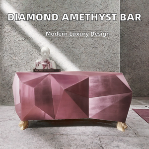 Diamond AMETHYST Italian Design Sideboard Storage <b>Cabinets</b> Luxury Modern Contemporary Stainless Steel Wood Living Home <b>Bar</b> Villa - Product Image 2