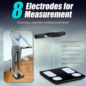 Báscula Digital de Baño Personalizada Única con 8 Electrodos, Analizador de Grasa Corporal, Capacidad de 220 kg, Muestra la Composición Corporal - Product Image 3
